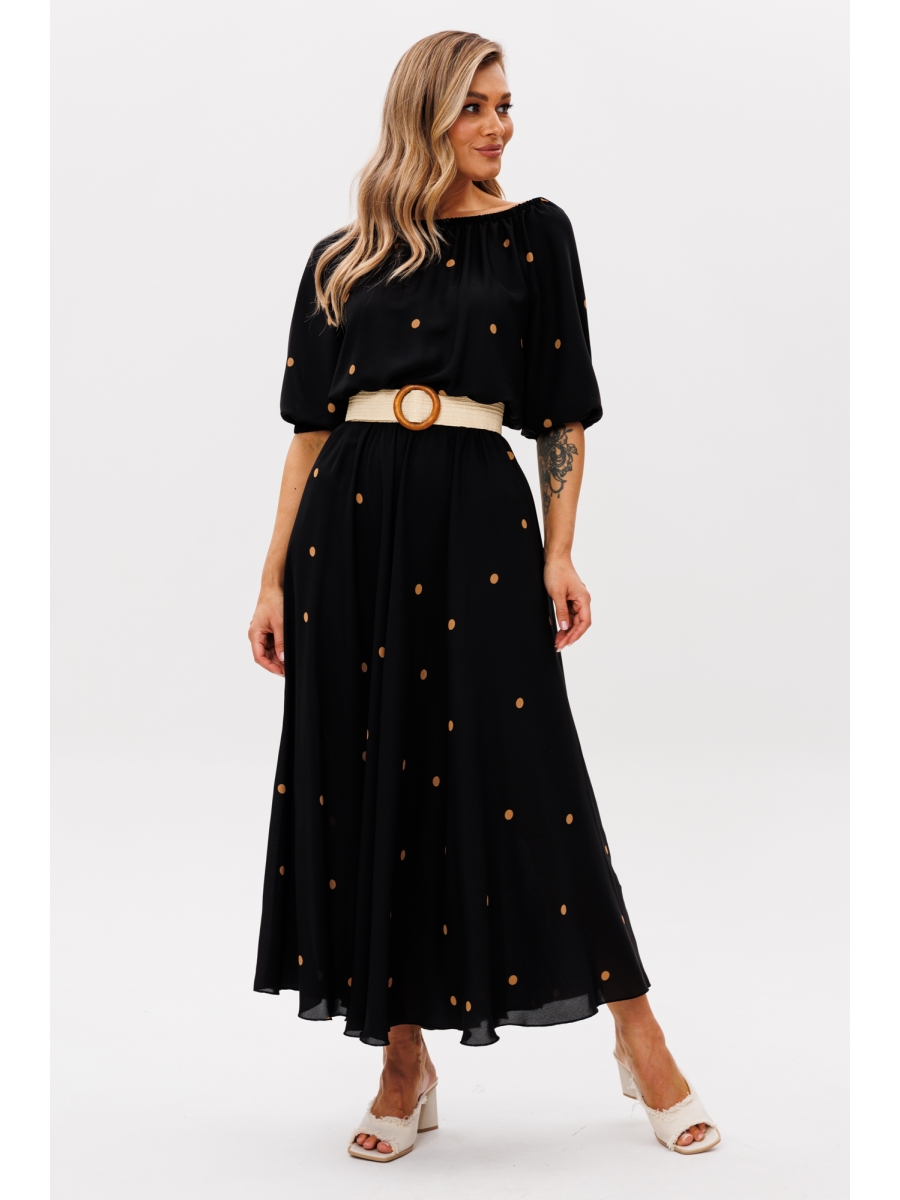 Платье 1237.1 черный (принт горох)