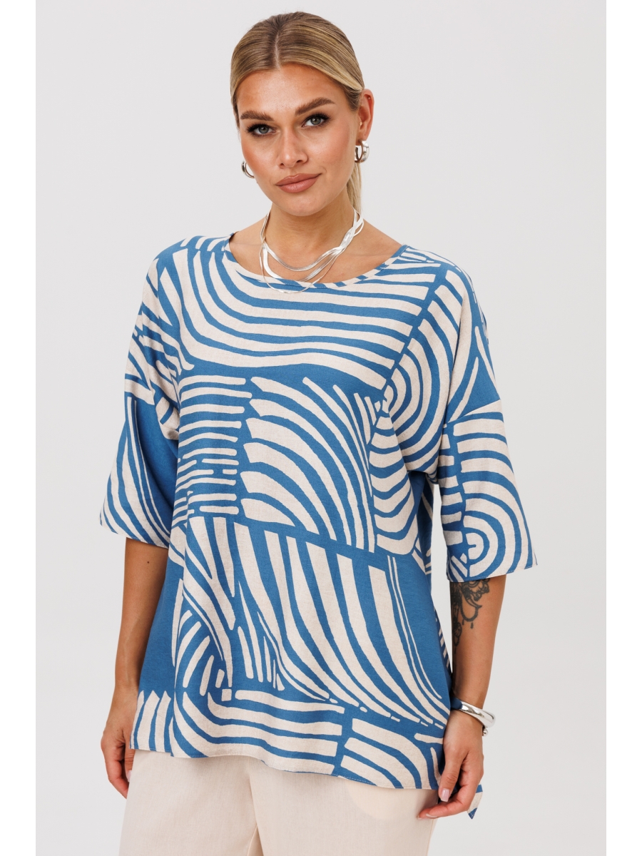 Блузка 1259 бежево-голубой 4666₽