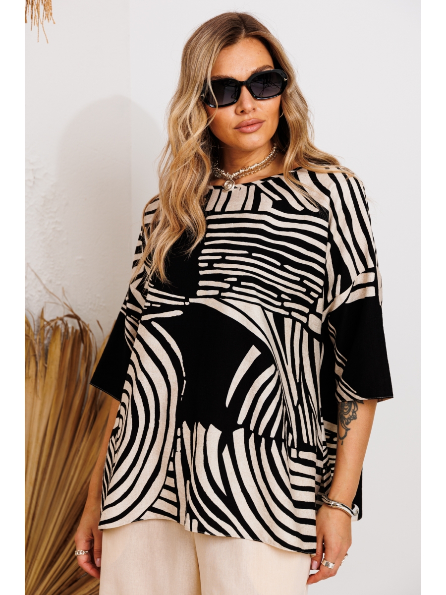 Блузка 1259 бежево-черный 4666₽