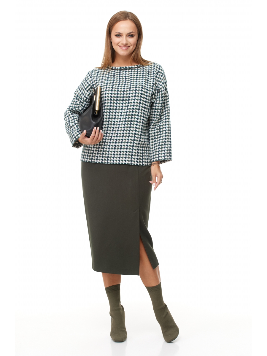 Юбочные костюмы 10422 зеленый гуслапкаолива 7421₽