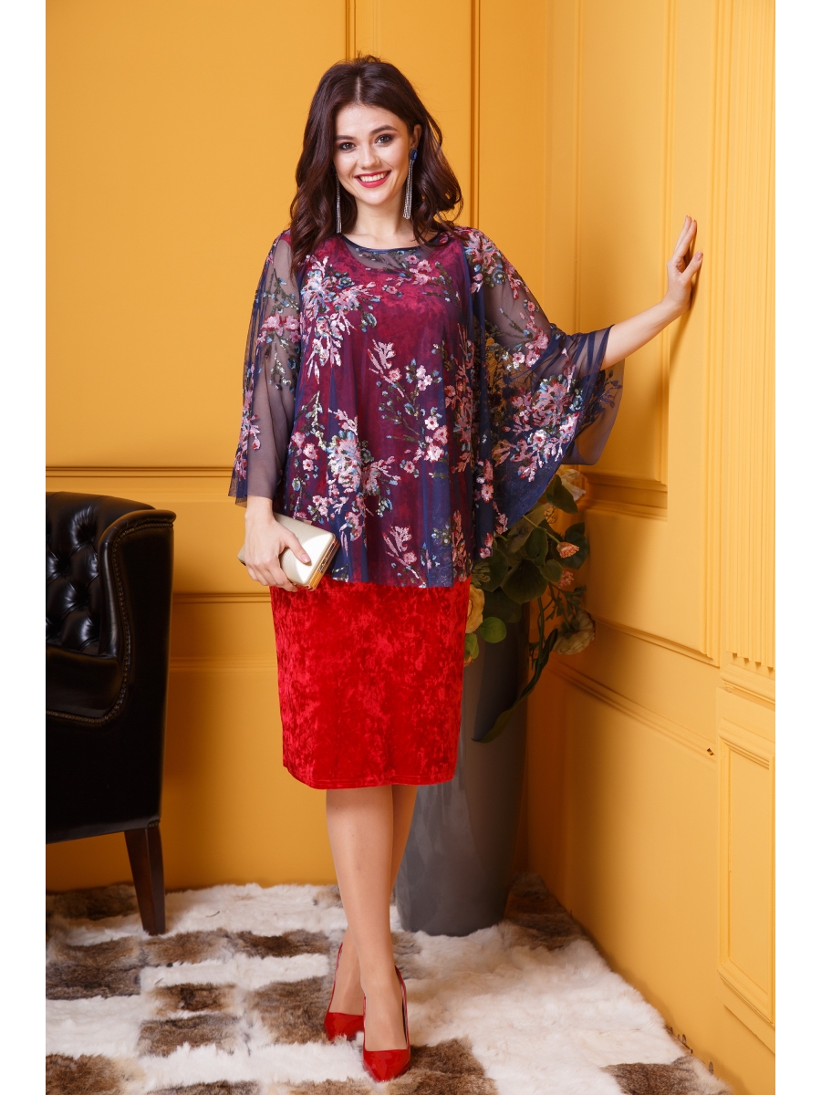 

Плательные костюмы 375 малиновый+синий, Мультиколор, 375 малиновый+синий