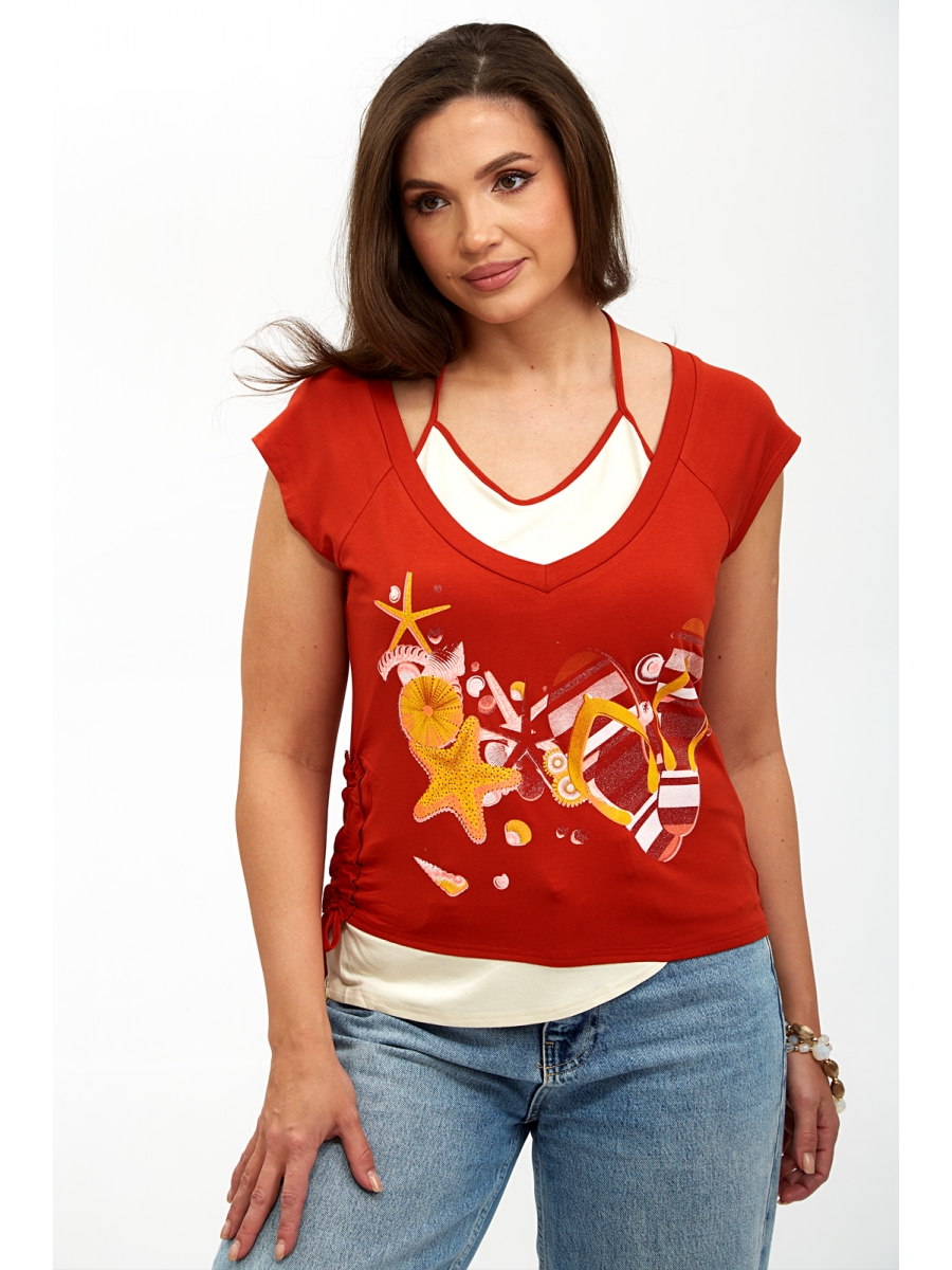 Блузка 62150 терракот