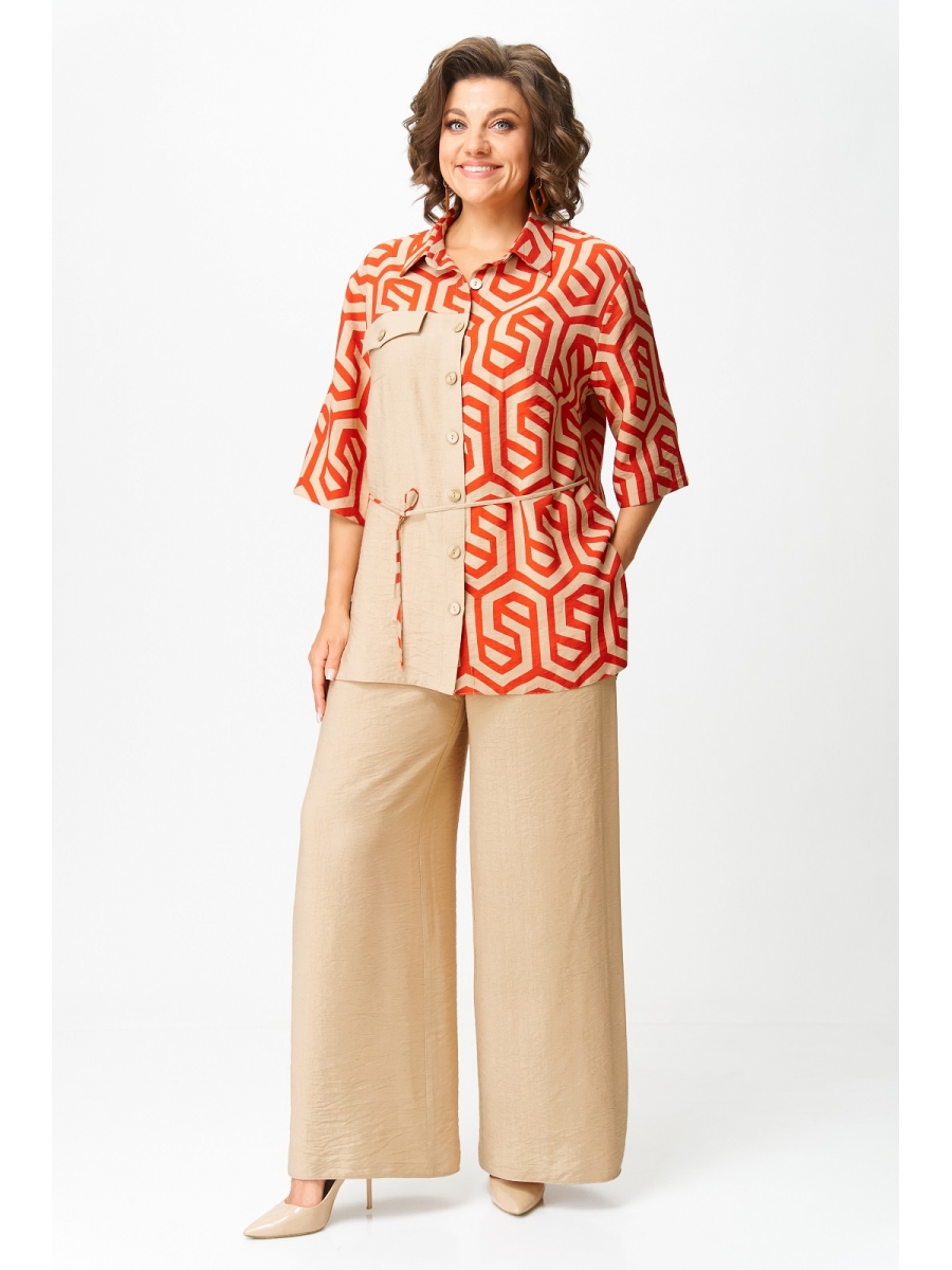 Брючные костюмы 1282 беж+терракот