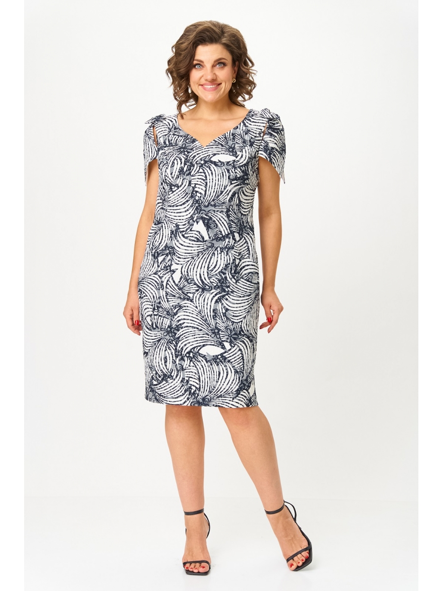 Платье 1292 белый+серый