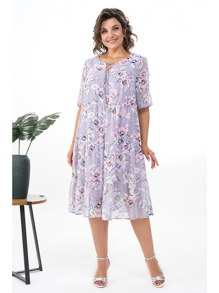 Платье 2314 цветы на сером