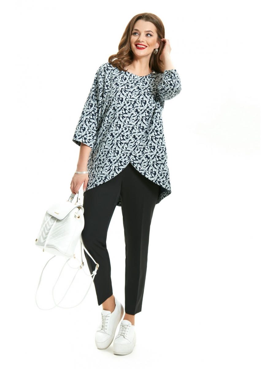 

Брючные костюмы 1564 синий+черный, Черный;мультиколор, 1564 синий+черный