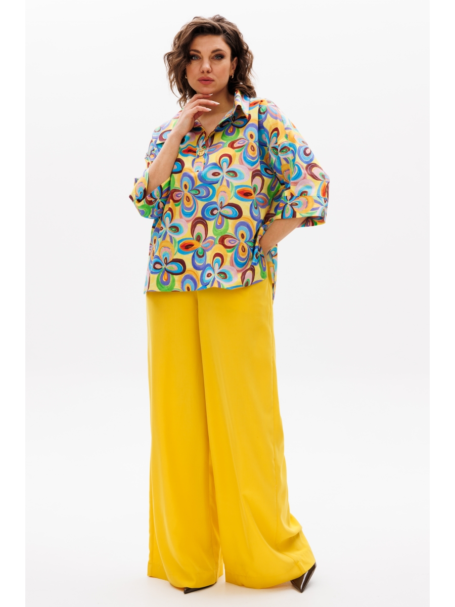 Брючные костюмы 1411 мультиколор охра 8915₽