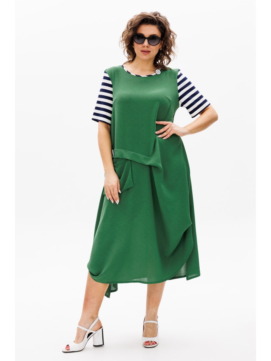 Платье 2178 зеленый, полоска