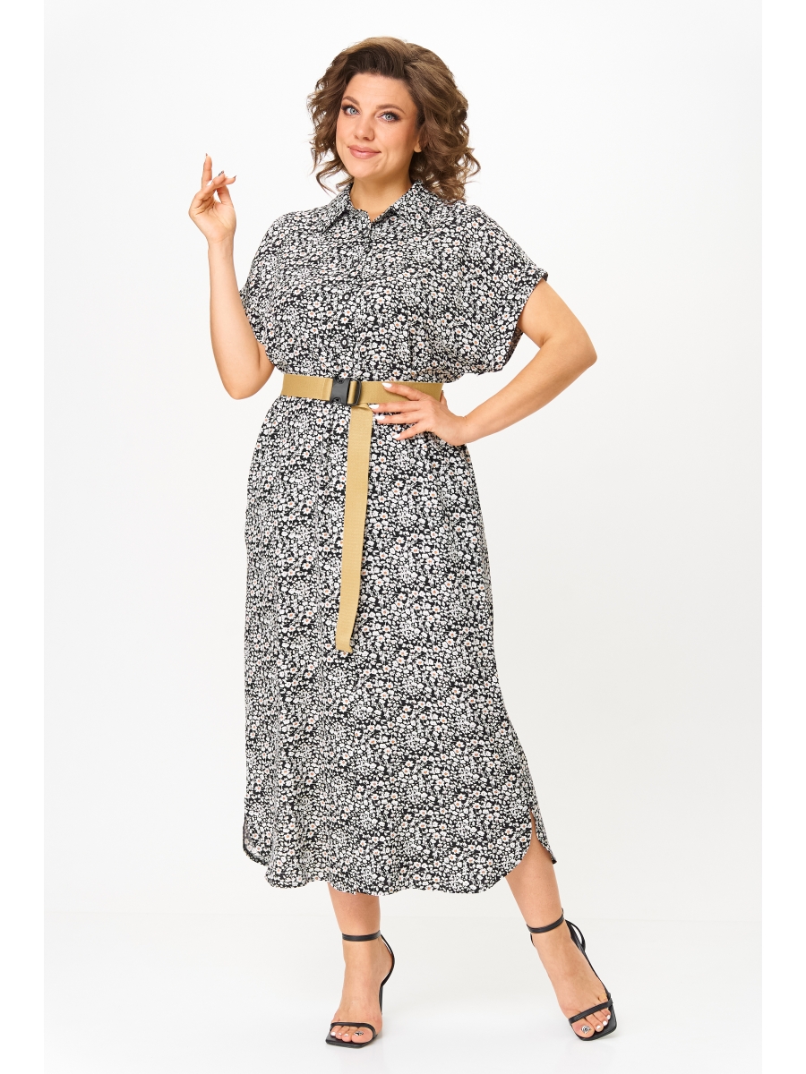 Платье 9932 чёрный белый 6305₽