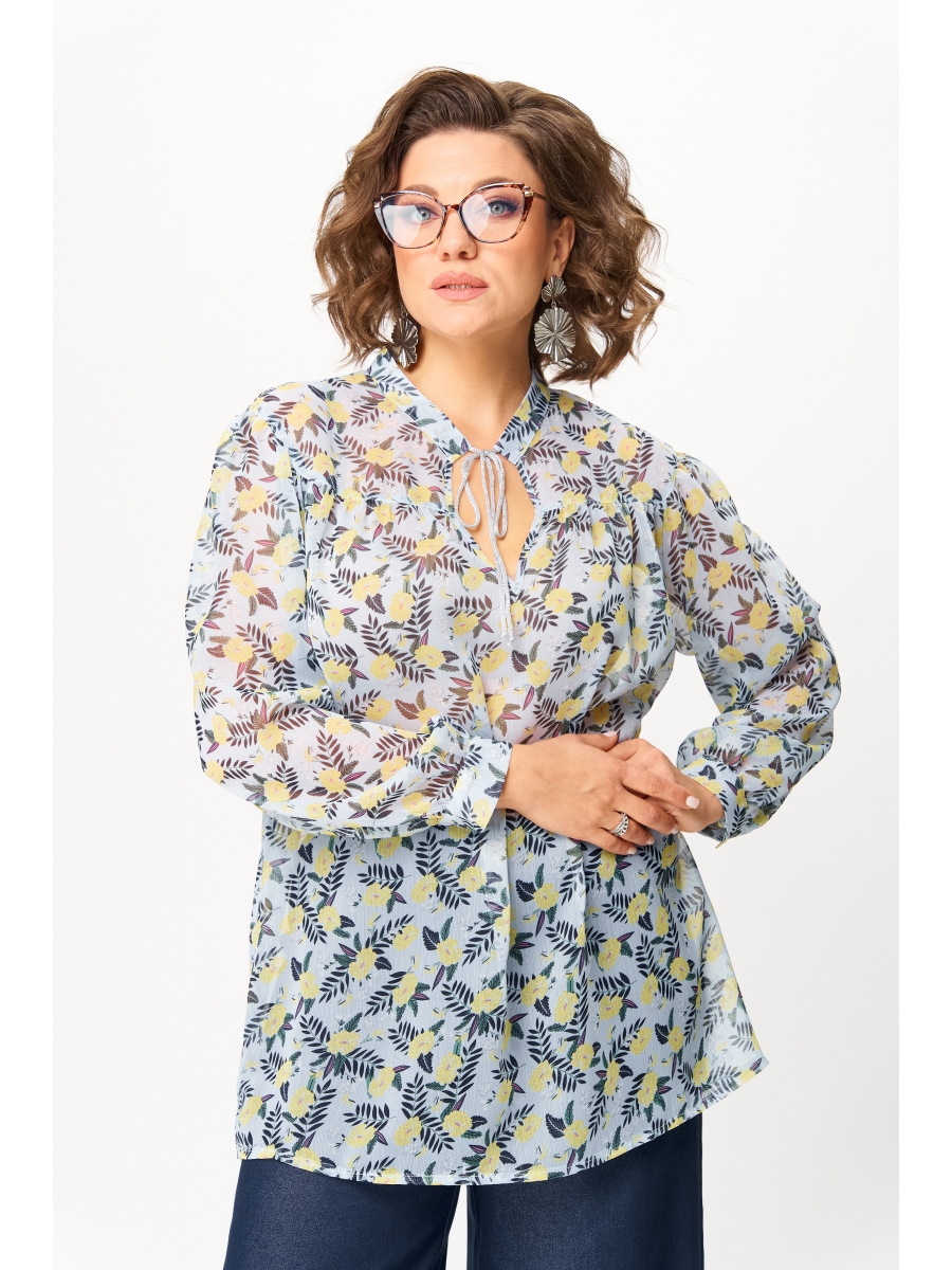 Блузка 7602 голубой принт 5054₽