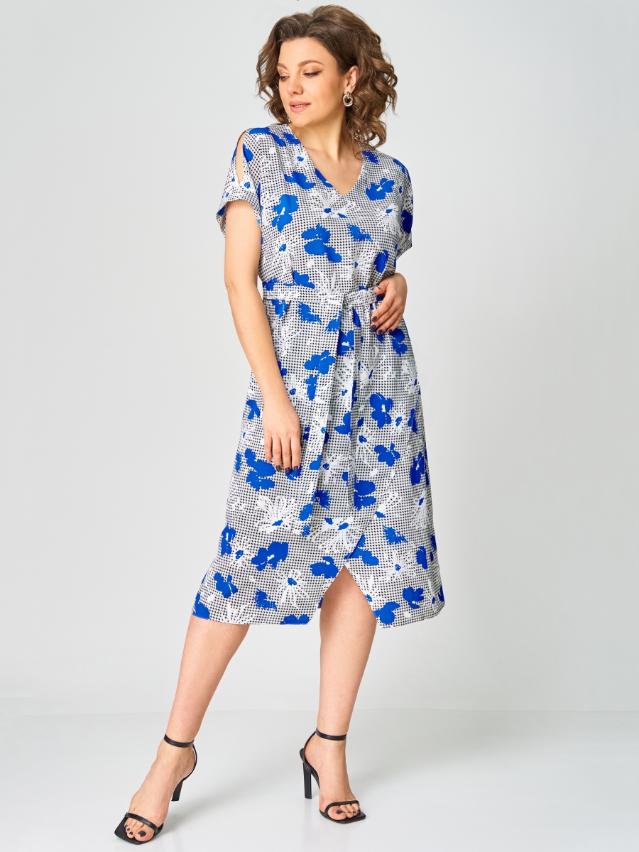 Платье 1268-1 бело-синий 8187₽