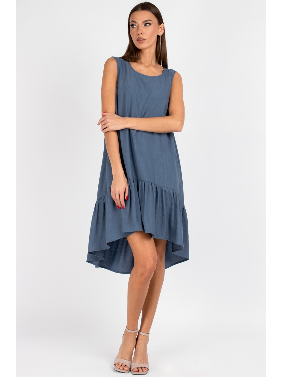 Платье 838 серо-синий