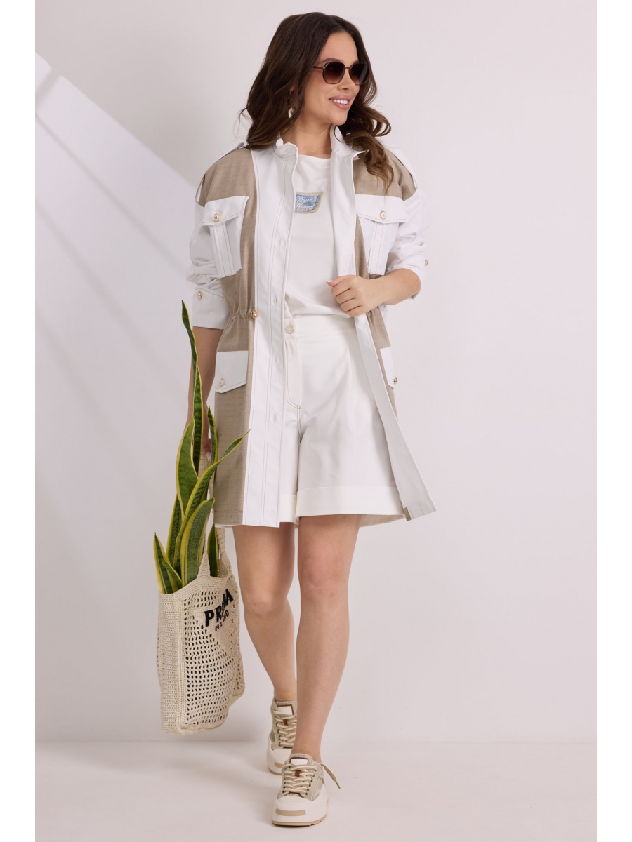 Костюмы с шортами 2575 белый+беж