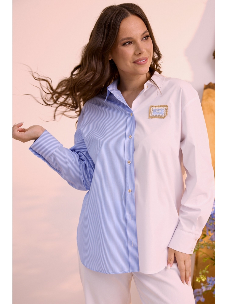 Блузка 2610 голубойбелый 7004₽