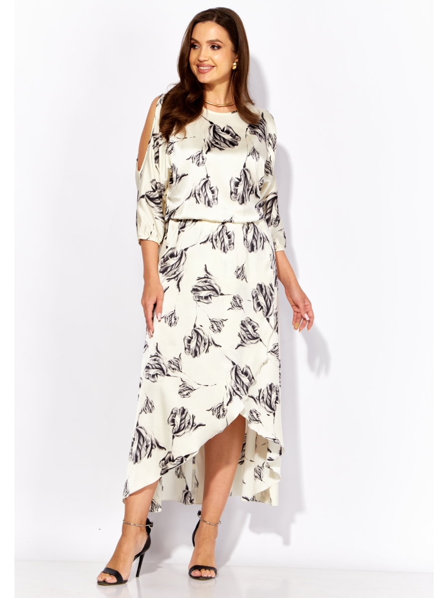 Платье 1284 молочный розы 7877₽