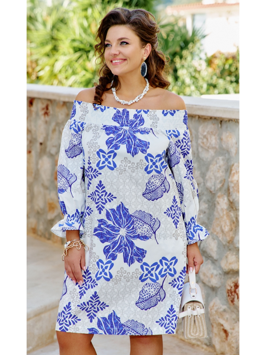 Платье 24573 диз белыйсиний 10506₽