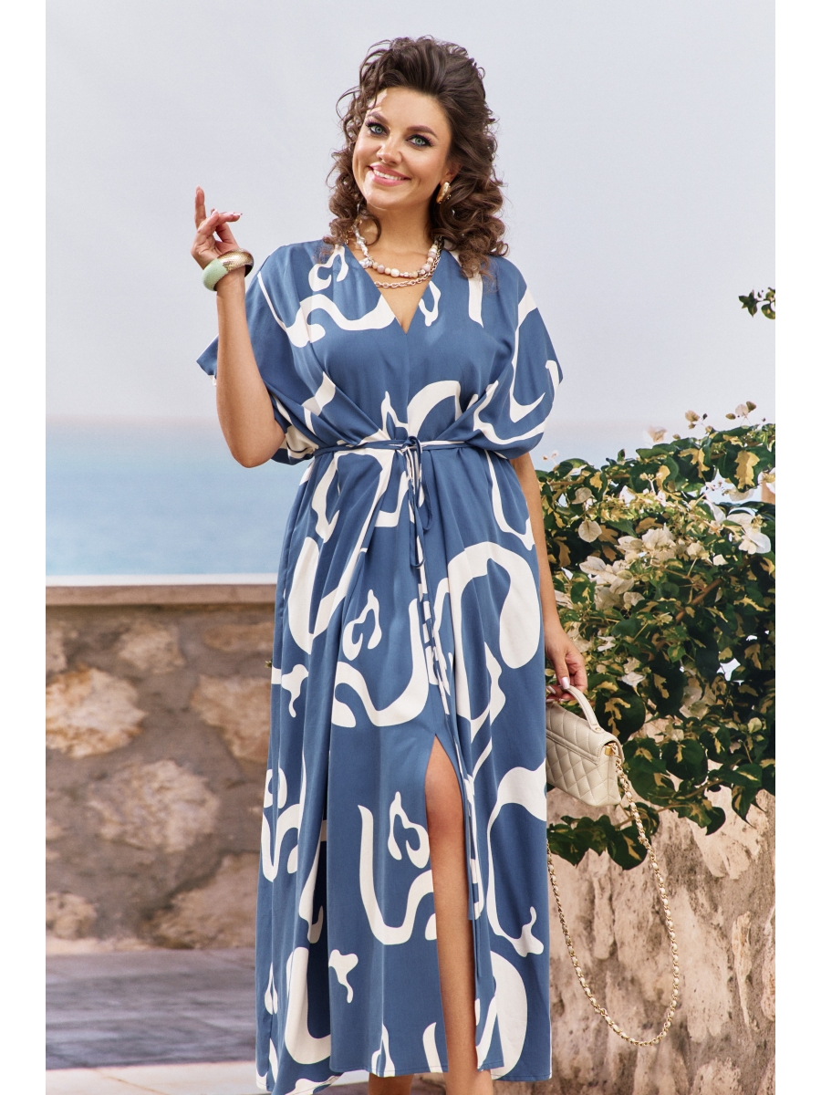 Платье 24763 синий+молочный