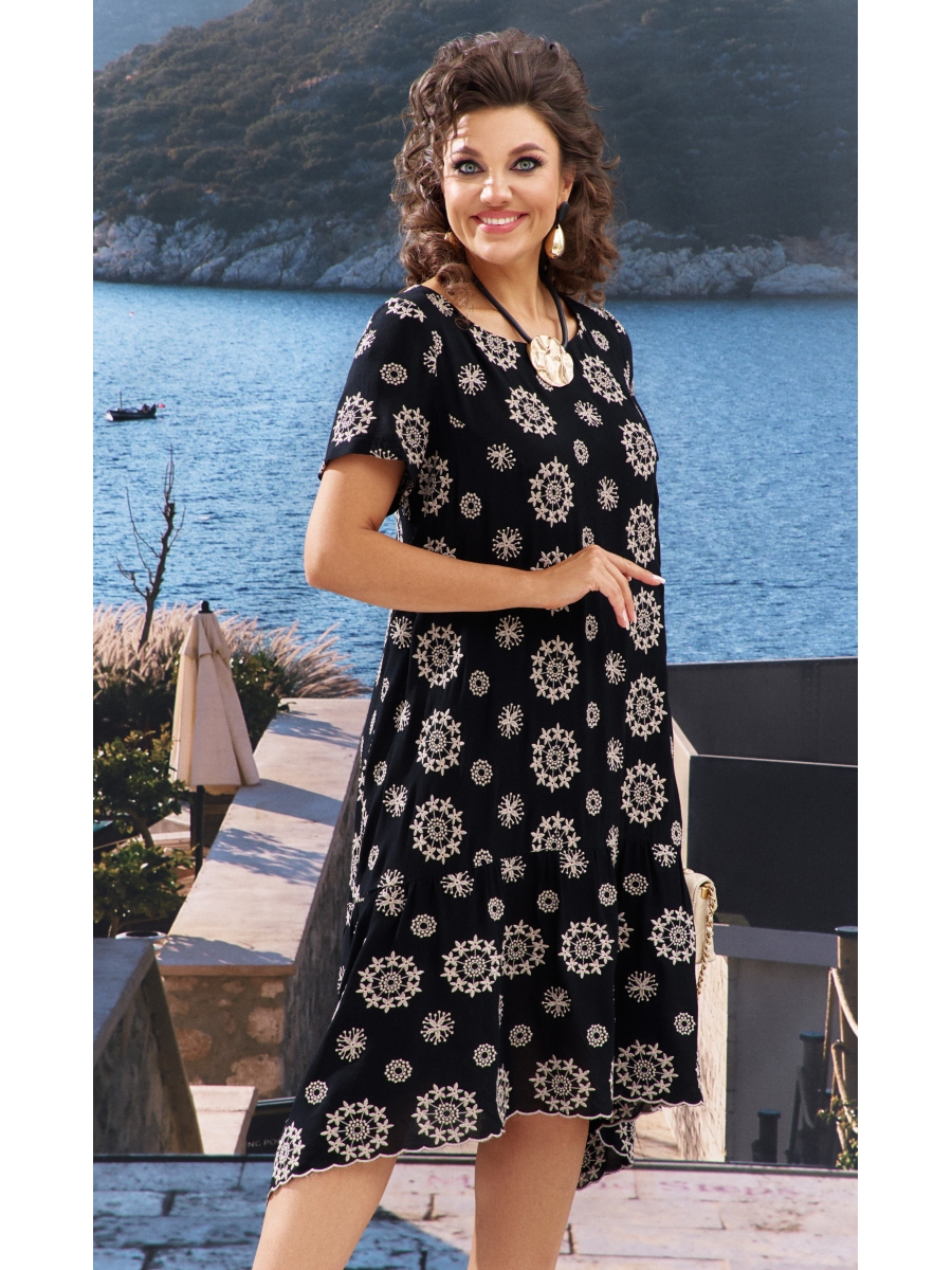 Платье 24663 черныймолочный принт 11311₽