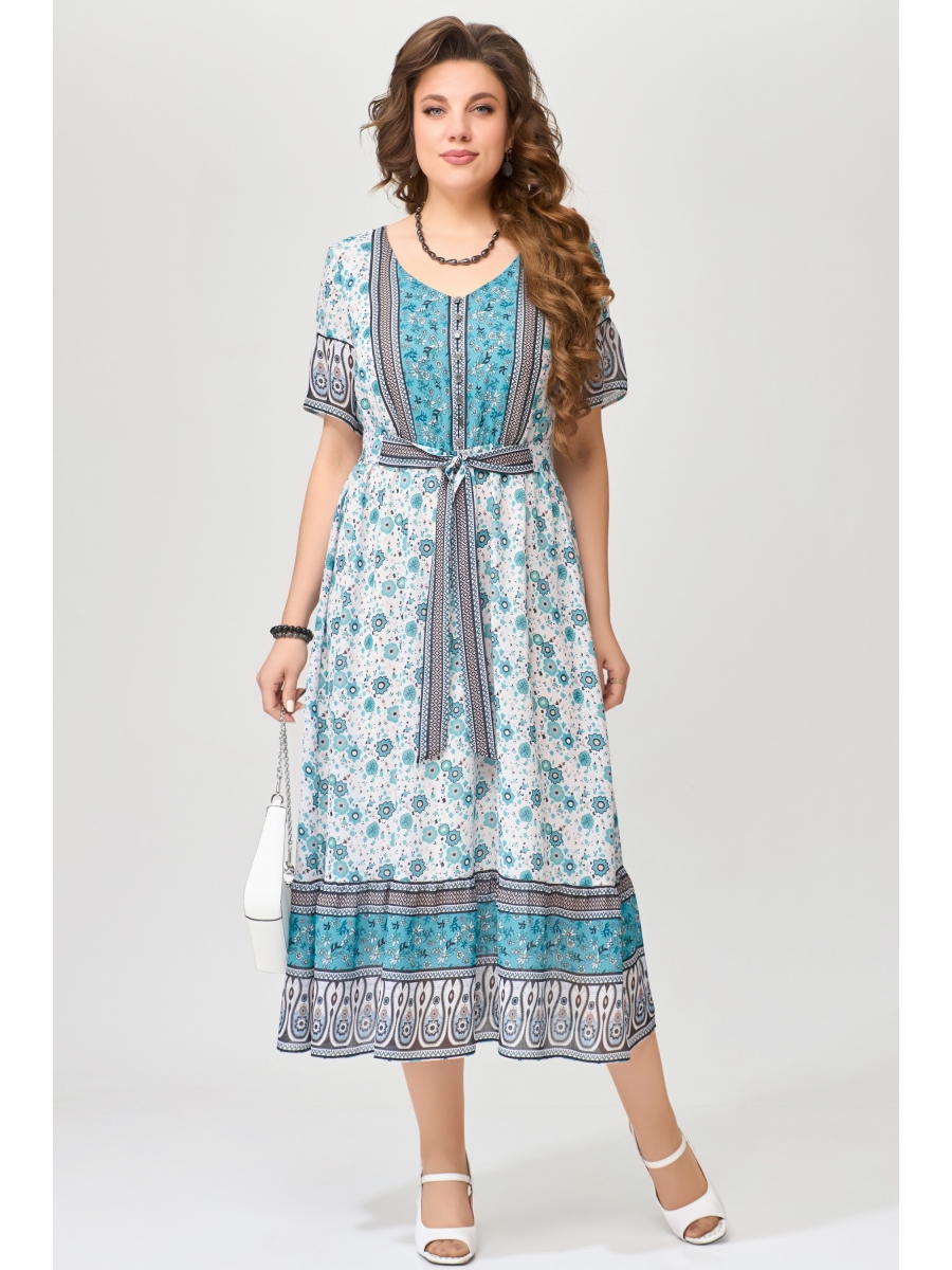 Платье 1691 изумрудно-молочный 12125₽