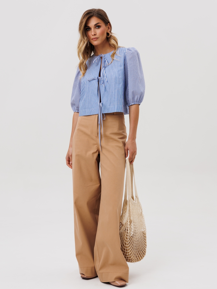 Брючные костюмы 5402 сине-белый полоска мокко 9322₽