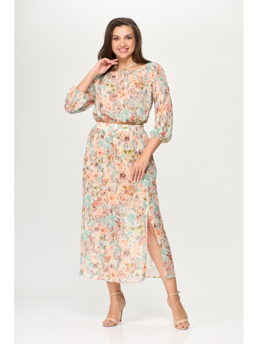 Юбочные костюмы М-1115 цветочный принт