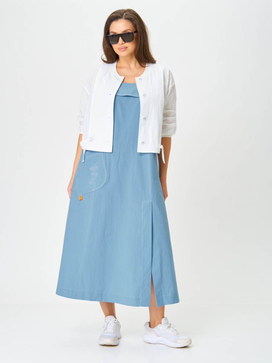 Плательные костюмы М-1353 бело-голубой 10942₽