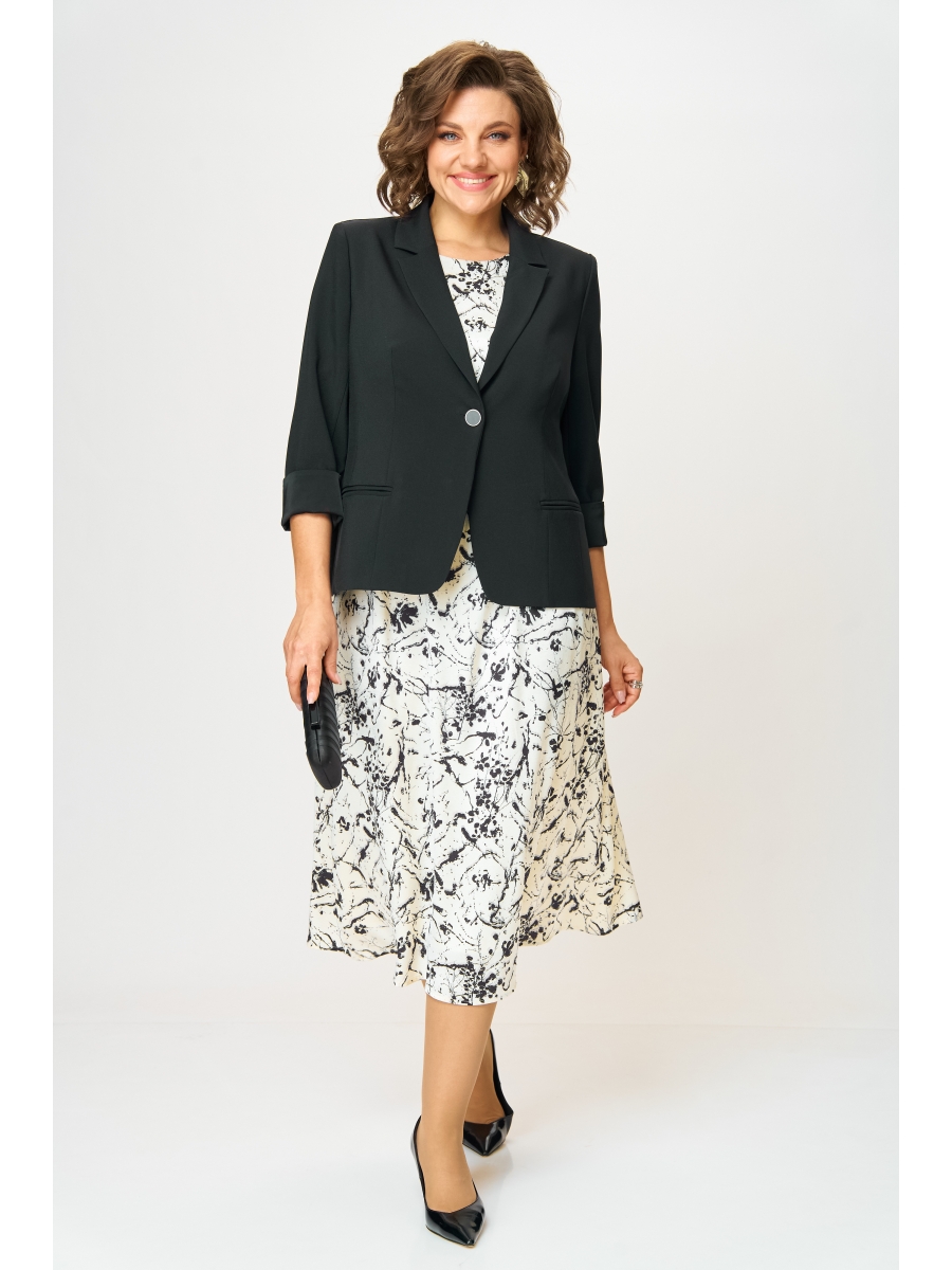 Плательные костюмы М-1385 черно-белый 11359₽