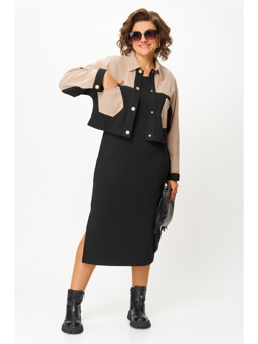 Плательные костюмы М-1397 черно-бежевый 11194₽