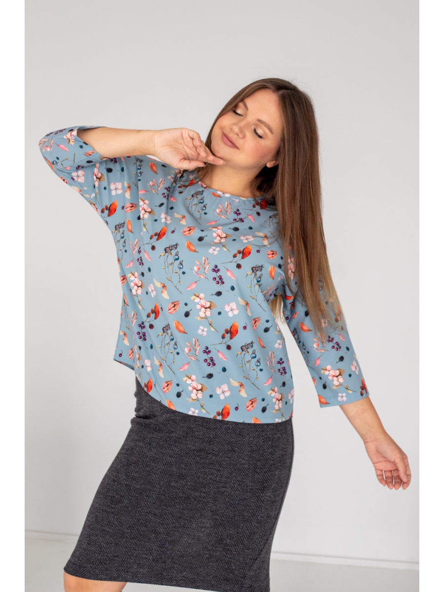 

Блузка ТБ-003, Голубой;мультиколор, ТБ-003