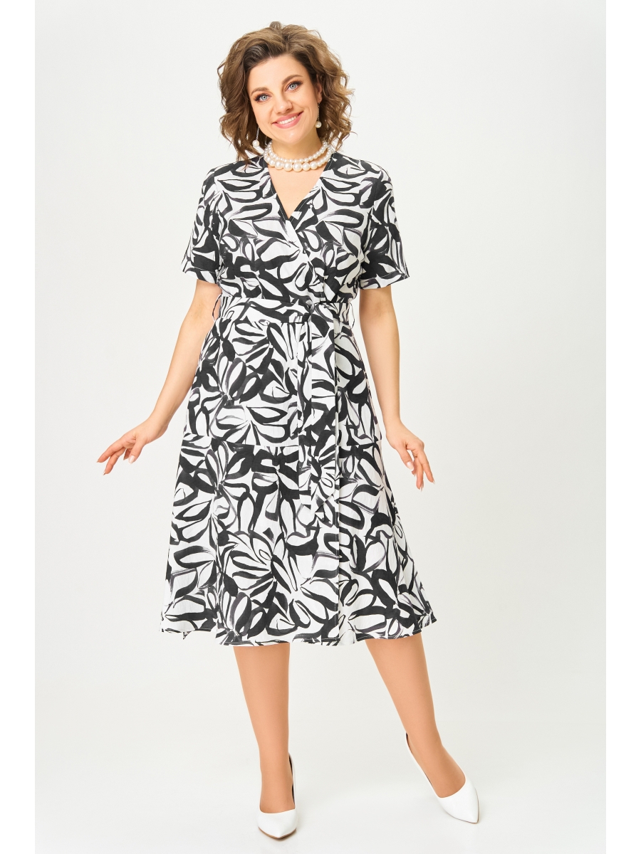 Платье 838 черно-белый принт 7702₽