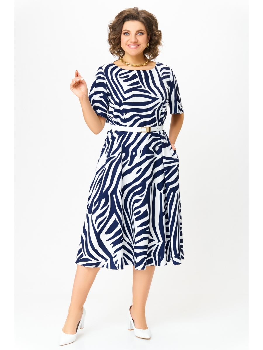 Платье 837.2 принт «сине-белая зебра»