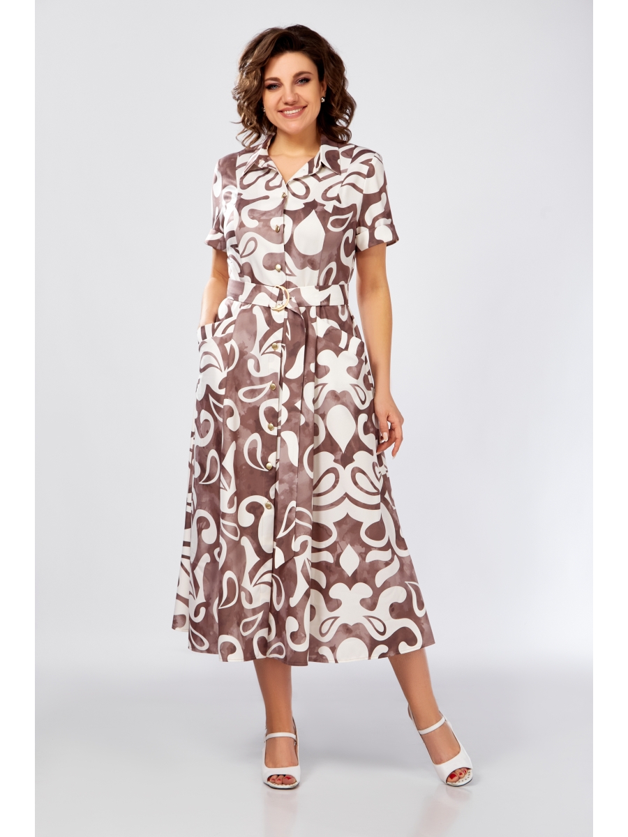 Платье 844 капучино в молочный принт