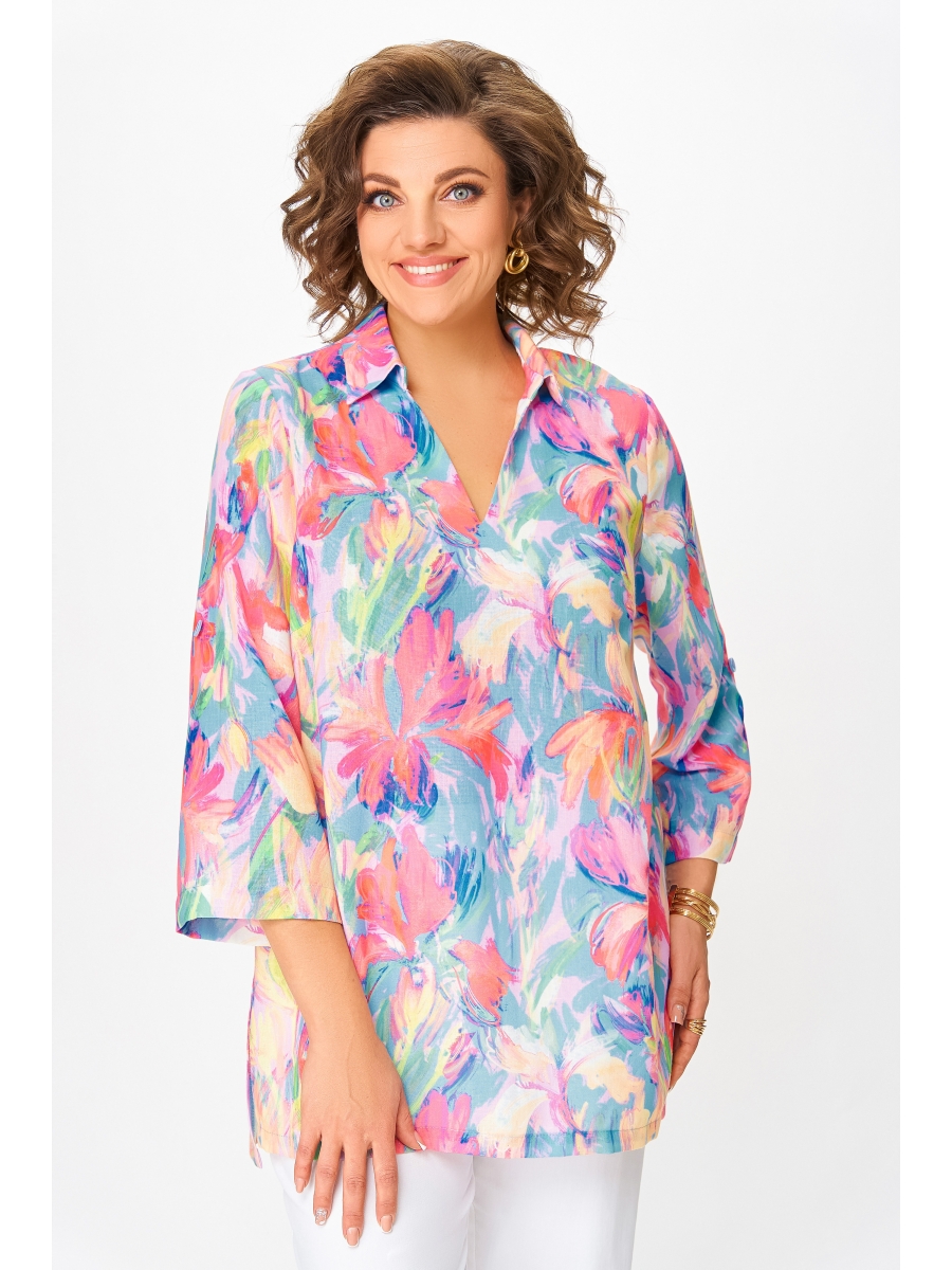 Блузка 859 многоцветный цветочный принт