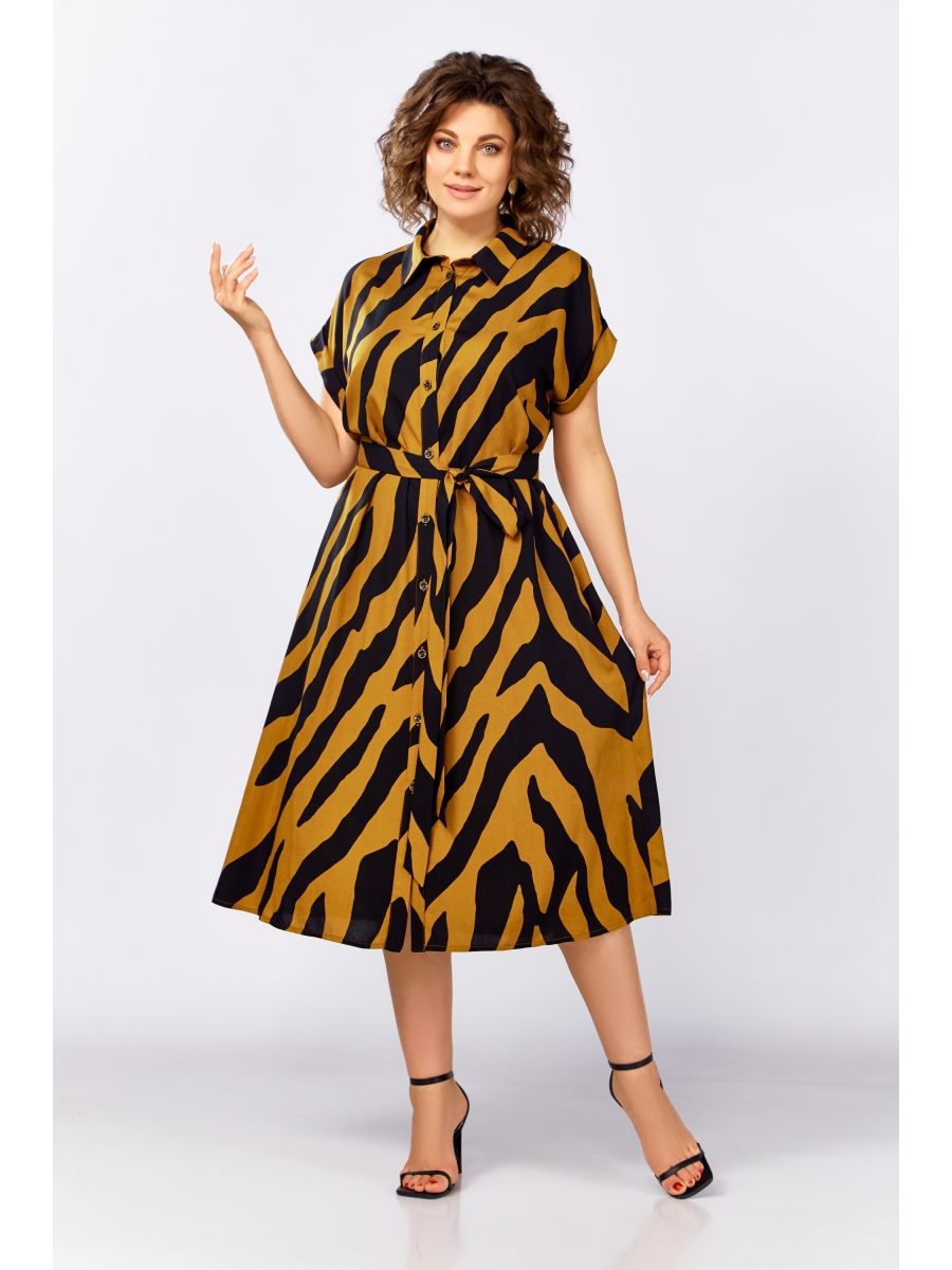 Платье 7403 бронзово-чёрный принт 7731₽