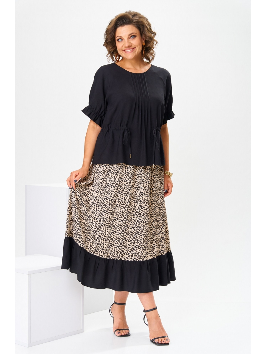 Юбочные костюмы 2-2812 чёрный бежевый 9254₽