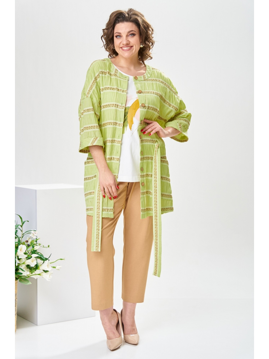 Брючные костюмы 3-2377 салатовый бежевый 10224₽