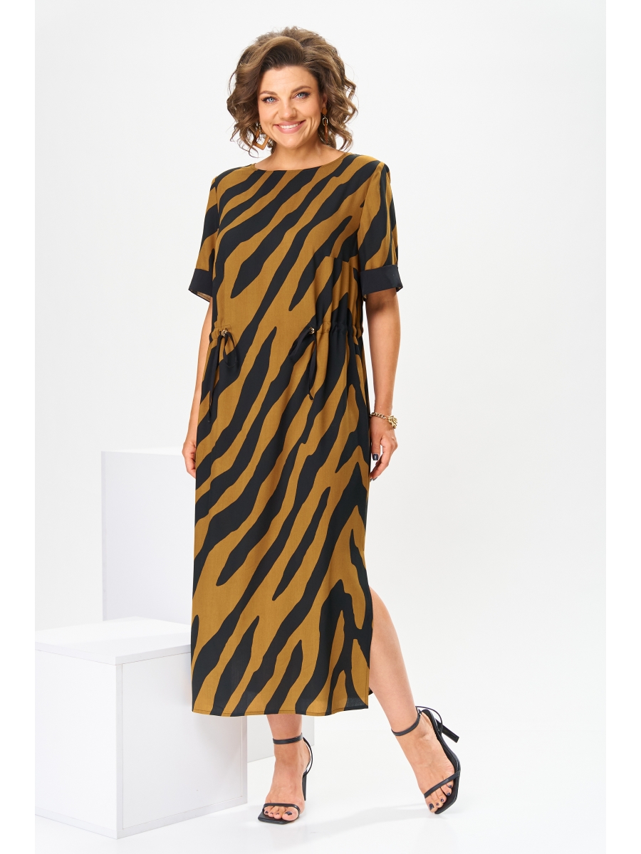 Платье 1-2807 коричневый принт 7266₽