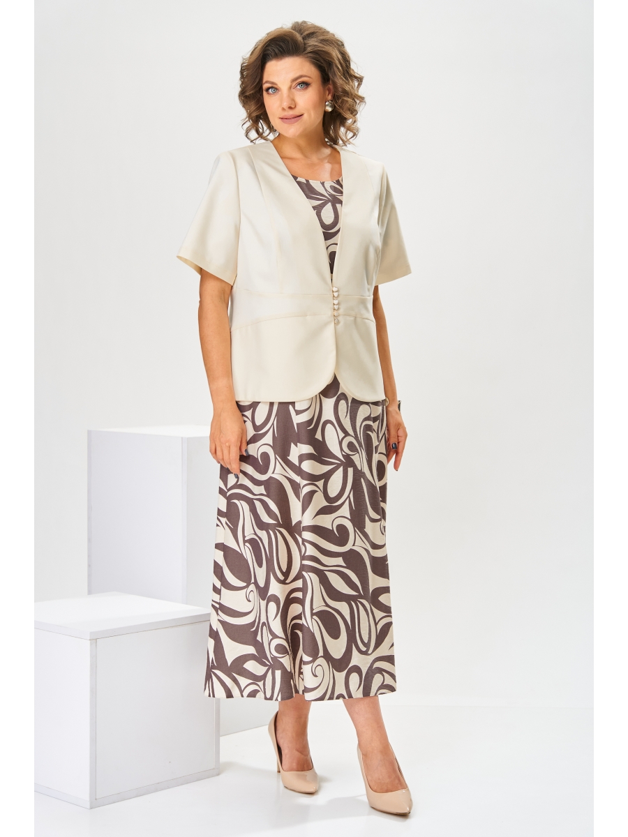 Плательные костюмы 3-2800 беж/коричневый