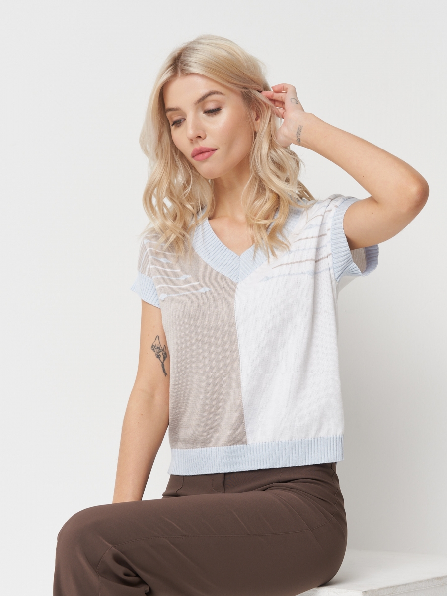 

Кофты, джемперы Джемпер женский 7231-40185, Белый;голубой, Джемпер женский 7231-40185