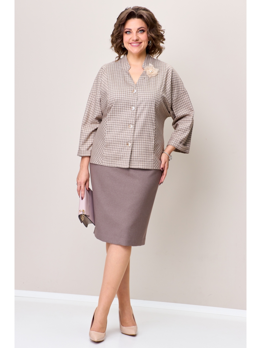 Юбочные костюмы 1249 бежевый клетка 5933₽
