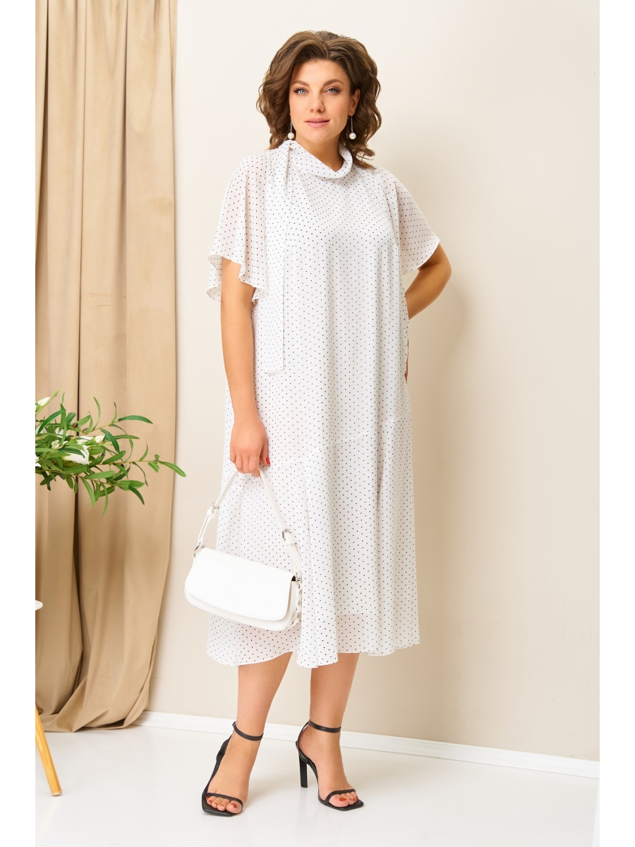 Платье 1422 молочно-белый горох 5917₽