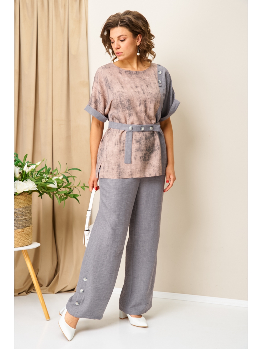 Брючные костюмы 1417 персиково-серый 7149₽