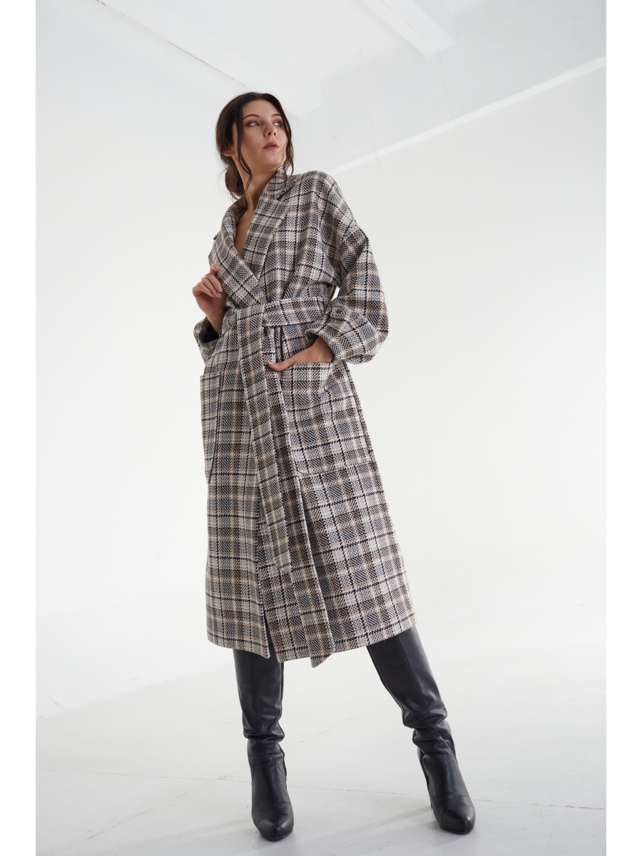 

Пальто 521-101 бежевая клетка, Бежевый, 521-101 бежевая клетка