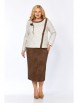 Юбочный костюм артикул: 1306 бежевый+коричневый от Кокетка и К - вид 1