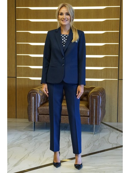 2425 синий+блуза крупный горох