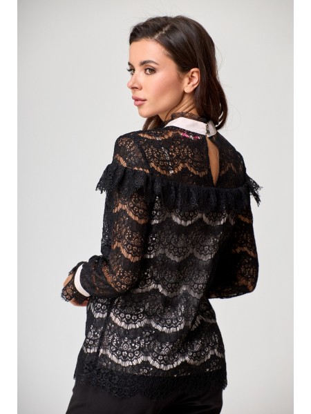 933  черный с пудрой кружево