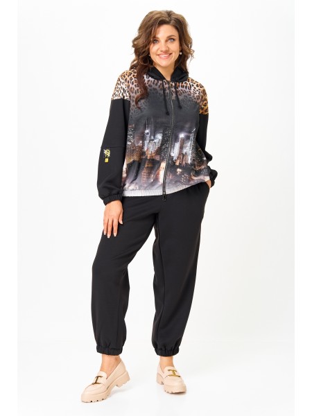 М-946/449 черный+леопардовый принт