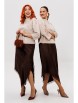 Юбочный костюм артикул: М-302 беж+шоколад от Мублиз - вид 19