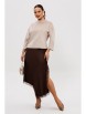 Юбочный костюм артикул: М-302 беж+шоколад от Мублиз - вид 1