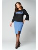 Юбочный костюм артикул: 1292 черно-голубой от МишельСтиль - вид 8